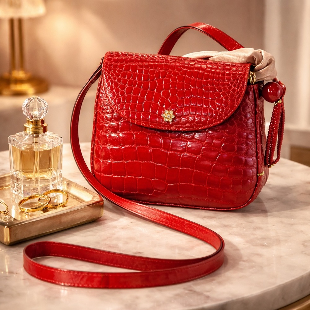 Lana of London Elegant Red Crocodile skins Handbag